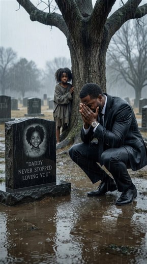 A black billionaire cries uncontrollably at his daughter’s grave, unaware she was still alive and watching every tear fall. The cemetery stood motionless as Michael Lawson dropped to his knees before the headstone, grief tearing through him. His shoulders shook violently as tears splashed onto the cold marble. What he could not see was the child hidden nearby. Behind an old oak tree, a thin 9 year old girl watched him silently. The girl declared d/ea/d six months ago was alive. Cold. Afraid. Car
