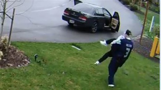 Arrested: Suspected porch pirates caught on cam making awkward getaway