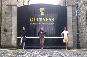Three men perform an Irish dance while traveling around the world.