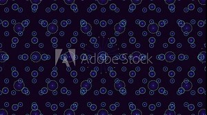 An intricate symmetrical design featuring overlapping purple circles on a black background creates a mesmerizing pattern that repeats multiple times