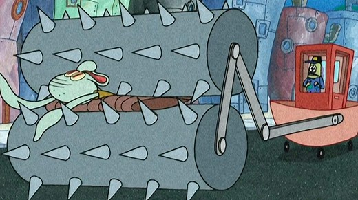 Squidward Crushed by Spike Rollers / What Is the Purpose of This Machine? | Know Your Meme