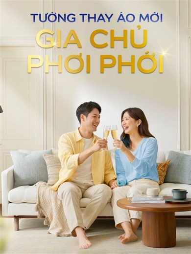 TƯỜNG THAY ÁO MỚI CHO GIA CHỦ PHƠI PHỚI Quần áo mới, tóctai mới, nội thất tân trang… nhưng bạn có bỏ quên điều gì“mới” trong đợt Tết vừaqua không? Bức tường nhà cũng cần được làm mới để cả căn nhà trở nênsang xịn mịn! CùngDulux tân trang bức tường nhà với: 🌈 Màu sắc chuẩn gu cho không gian đẳng cấp: Công nghệ tiên tiến cho sắc màu tươi mới, sống động chuẩn gu. 🛡️ Chống bám bẩn& Dễ lau chùi cho gia chủ thảnh thơi: Sạchbong kin kít, giữ vẻ đẹp trọn vẹn bất kể tiệc tùng. 🍃 An toàn cho gia chủ số