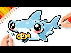 HOW TO DRAW A CUTE SHARK EASY🦈