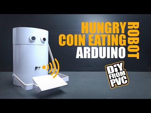 Celengan Pintar | Hungry Robot Arduino with IR Sensor | Coin Eating Robot