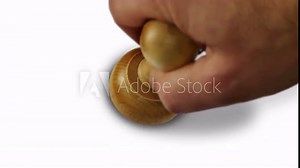 Artificial intelligence support robot stamp and hand stamping impact isolated animation. Artificial intelligence support robot symbol 3D concept. Alpha matte channel.