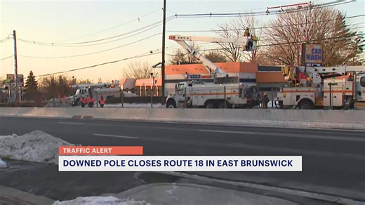 Route 18 closed in East Brunswick after crash knocks down power poles