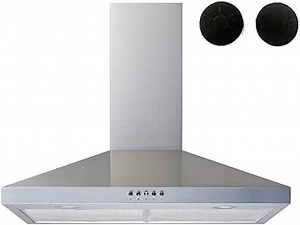 Winflo 30 In. Convertible Stainless Steel Wall Mount Range Hood with Aluminum Mesh Filters, Charcoal Filters and Push Button Control