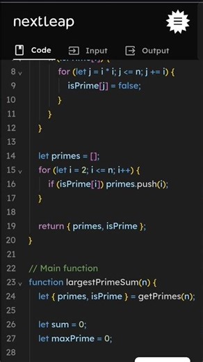 Largest Prime Sum Problem Consecutive Primes JavaScript | DSA Interview Question