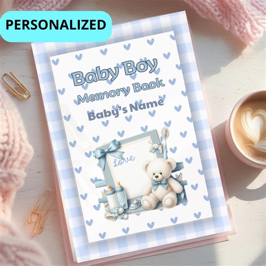 Personalized Baby Boy Memory Book, First Year Keepsake Journal (A4 PDF) - Etsy Australia