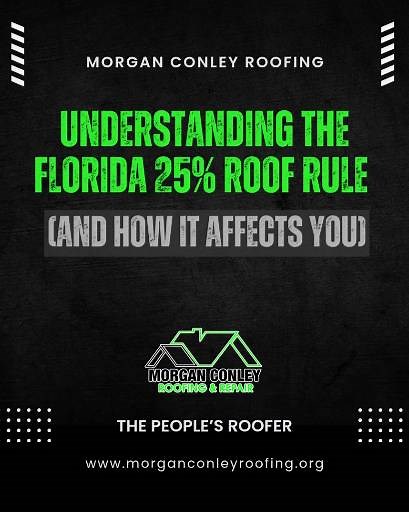 Understanding the Florida 25% Roof Rule — and How It Affects You ⚖️🌴 Did you know Florida has a state building code that can determine whether your roof is repaired or fully replaced? Under Florida Building Code Section 708.1.1, if more than 25% of your roof’s surface area is repaired or replaced within a 12-month period, that section of the roof must be brought up to current code standards. This rule helps protect Florida homeowners from outdated materials and unsafe structures — especially in