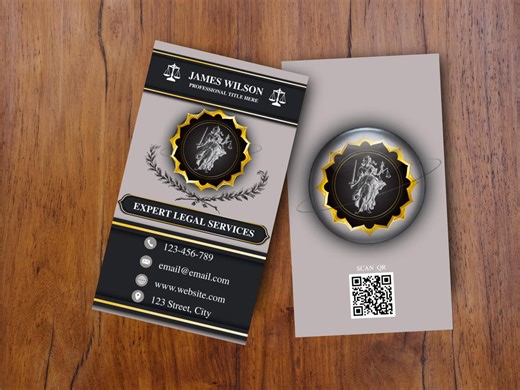 Vertical Lawyer Business Card Template Canva | Luxury Legal Editable | Card With QR Code - Etsy