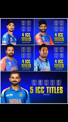 Indian Cricketers With Most ICC Trophies🏆Virat Kohli 5 Titles Rohit Sharma Jadeja Yuvraj| Arshdeep