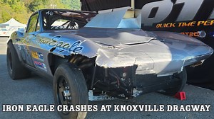 Watch till the end. 4 different videos of the crash! Not the way we wanted our weekend to go. The track Knoxville Dragway got slick on the top end and spun the rear around. Got really lucky the car didnt flip on me. Can have a little fun with it now, but it was a scary ride. Racing is dangerous. Dont cheap out or be lazy with your safety equipment. Get a good harness, helmet, fire jacket, pants, gloves and HANS device. Our season is over. But next up is the The SEMA Show that way it is. Battle D