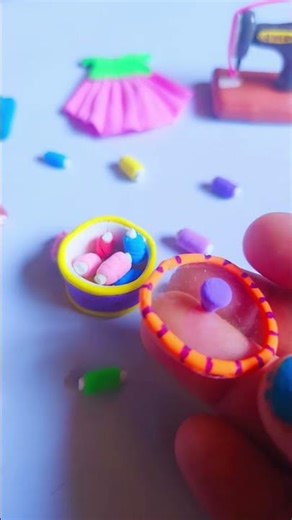 How to make polymer clay swing thread box | Miniature Sewing Thread Box with Polymer Clay #shorts