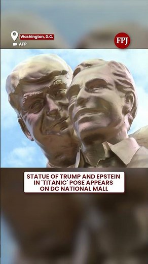 Trump And Epstein ‘Titanic Pose’ Sculpture Draws Attention In Washington, D.C.