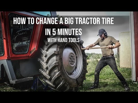 How to change a BIG tractor tire in 5 minutes - Stubborn tire!