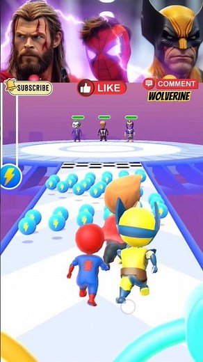 Wolverine x Spider-Man x Thor⚡🔨Epic battle in superhero run 😎#shorts #wolverine #spiderman #thor