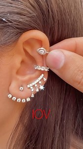 Dazzle from all angles with these stunning sterling silver earrings ✨💎 Add a touch of edge with chic ear cuffs for a complete look! #EarringObsessed #SparkleAndShine | IOV jewelry