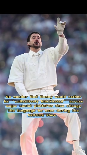 No wonder Bad Bunny would rather be “collectively blacklisted” across major social platforms than change the language he uses during the halftime show. #BadBunny #NFL #SuperBowl #celebrity #entertainment