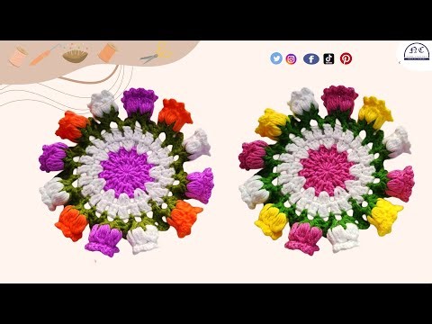 🌸 How to Crochet a Beautiful Lotus Flower Coaster | Step-by-Step Tutorial with Pattern
