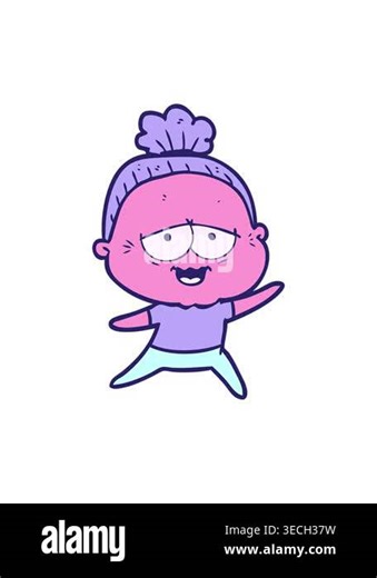 pressure popping animation of a cartoon happy old lady Stock Video Footage - Alamy