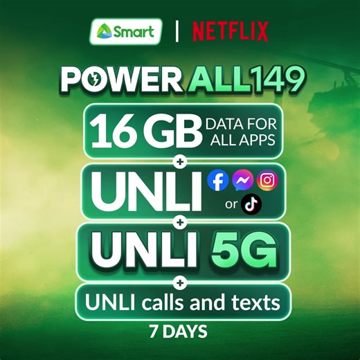 Ready for more action? The Old Guard returns. Stream it now on Netflix. Load Power All 149 and get 16GB open access data, UNLI access to Facebook, Messenger, and Instagram or UNLI access to TikTok PLUS UNLI 5G & UNLI calls and texts for 7 days. Load now: smrt.ph/PowerAllOLS #PowerAll | Smart Communications, Inc. | Facebook