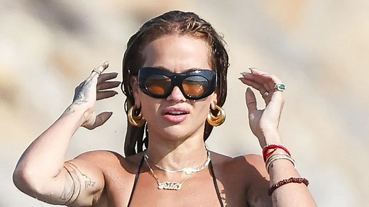 Rita Ora shows off her amazing figure in thong bikini as she holidays with pals
