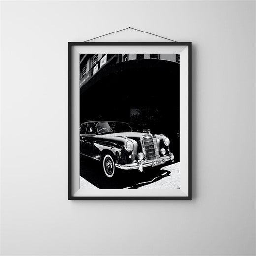 Vintage Mercedes Classic Car Print, Black and White Photography Poster (digital Download) - Etsy