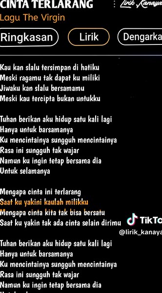 Cinta Terlarang Lagu The Virgin #fyp #Music #Lyrics #indonesia