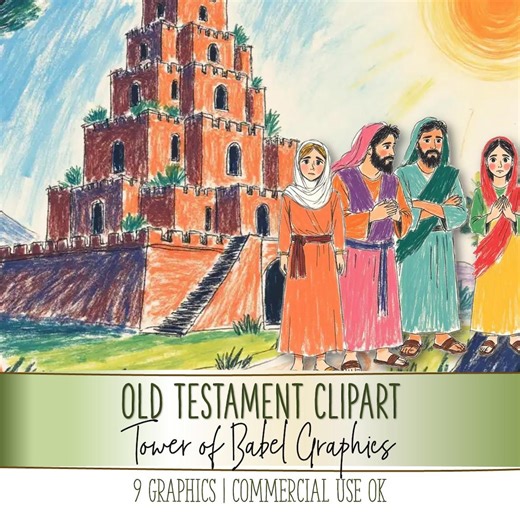 Old Testament Bible Graphics - Tower of Babel Clipart Printables PNG JPG PDF (cu and Cu4cu Ok) - Instant Download - Etsy