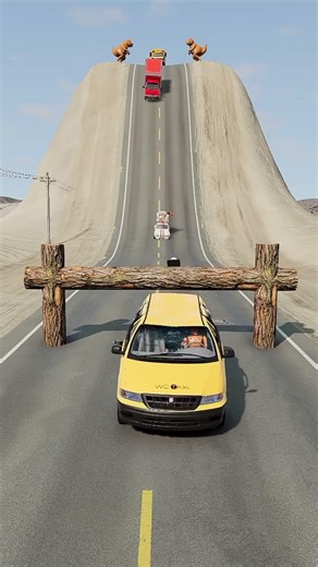 Low bridge challenge fails 💥 Truck gets stuck and chaos begins in BeamNG.drive