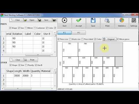 Rectangular optimization in Next Nesting Software X 2015