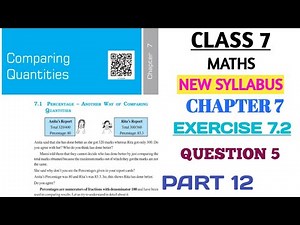 CLASS 7 MATHS CHAPTER 7 COMPARING QUANTITIES EXERCISE 7.2 QUESTION 5 PART 12 (NEW BOOK) ‪@nksclasses‬