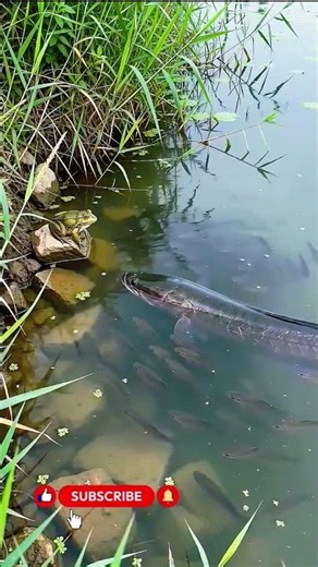 Brave Fish Attacks Frog to Protect Its Babies 🐟🐸 | Shocking Nature Shorts #shorts