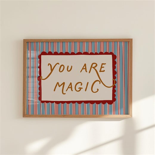 You Are Magic Poster - Red and Blue Striped Kids Room Decor (digital Download) - Etsy Canada