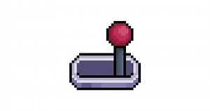 A lever being activated, 8-bit pixel art style animation of a lever being turned on