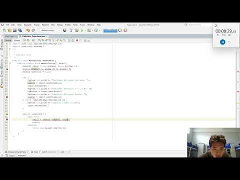 Live Coding pemrograman kalkulator sederhana menggunakan Try and catch dan Method