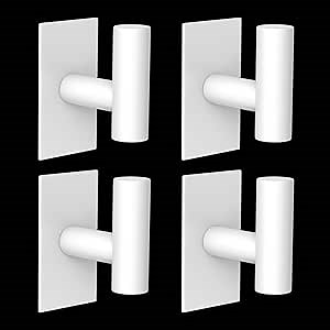 VAEHOLD Wall Towel Hooks, Heavy Duty Sticky Holder Waterproof Towel Hooks for Hanging Coat, Clothes, Closet Hook Wall Mount for Kitchen (White, 4 Pack)