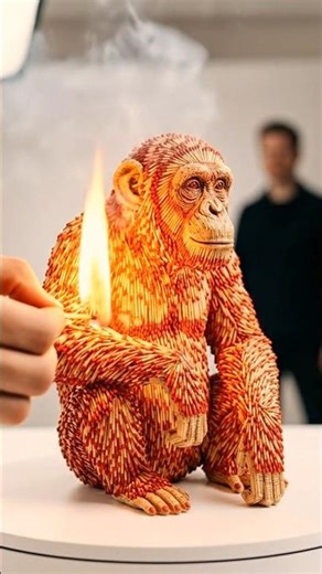10,000 Matchsticks vs Chimpanzee! 🐒🔥 #shorts #asmr #viral