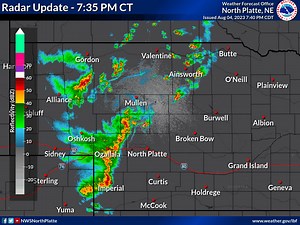 Radar Update - 7:45 PM CT A line of storms is tracking to the SE across south central & southwest Nebraska. This line has produced 60mph winds & small hail. Another cluster of storms is tracking ESE across far north central Ne. & has produced 1" hail. Continue to stay weather aware as this activity is anticipated to persist for the next few hours. #newx | US National Weather Service North Platte Nebraska | Facebook