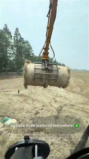 Excavator Loading Straw Bales, One Grab per Bale 🌾🚜