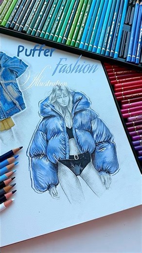 How to Render a Puffer Jacket | Fashion Illustration #FashionIllustration #PufferJacket #Rendering