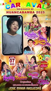 📢🎉 ¡Gran Carnaval Originario de Huancabamba 2025! 🎶🥳 Este 7 de marzo, vive la fiesta más esperada del año en la explanada de la Municipalidad de José María Arguedas. 🎤 Artistas invitados: 🌟 Dina Paucar 🌟 Rosita Corazón de Andamarca 🌟 Linda Yanecita de Chaccrampa 🌟 Ángel, el ídolo juvenil 🌟 Saydita de Andarapa 🌟 Flor Encantadora de Apurímac 🌟 Florcita Villano, la innovadora del folklore 🌟 Rosalinda de Ancatira, la engreída de tu corazón 💃 ¡No faltes! Música, tradición y alegría te e