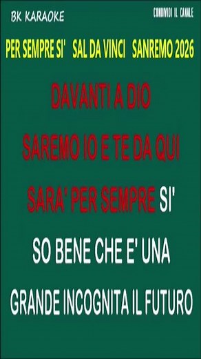 PER SEMPRE SI'_ Sal Da Vinci_Karaoke _SANREMO 2026_ Voce SAL DA VINCI