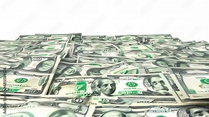 large stack of US dollar bills that are shadowless