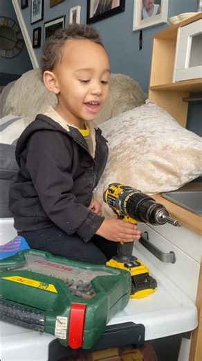 The boy begins diy training! Bob the builder. How to fix #babyboy #cute #toddlers #new #cutebaby