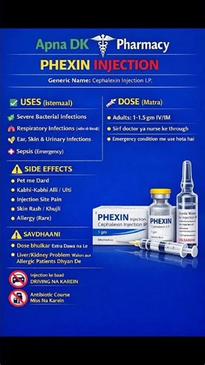 phexin injection use and side effects for dosage Hindi to English #trending