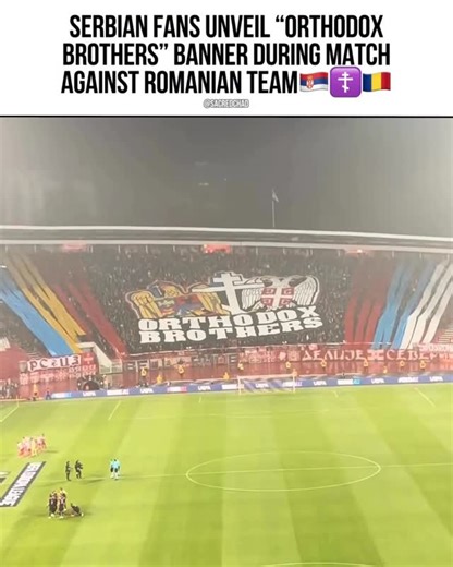 Sacredchad | 🇷🇸☦️🇷🇴During Red Star Belgrade’s UEFA Europa League match against FCSB yesterday on November 27, 2025, fans at Stadion Rajko Mitić unveiled... | Instagram