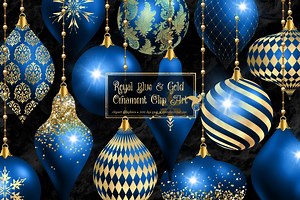 Royal Blue and Gold Christmas Ornaments Clipart (digital Download) - Etsy