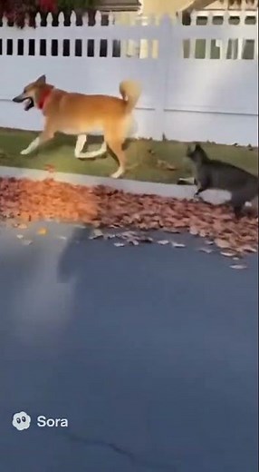 Cat Chases Dog at Full Speed, Dog Runs for Its Life